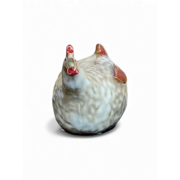 Ceramic White & Brown Chicken Figurine 10" x 6" x 5" Decorative Farmhouse Style - Picture 6 of 8